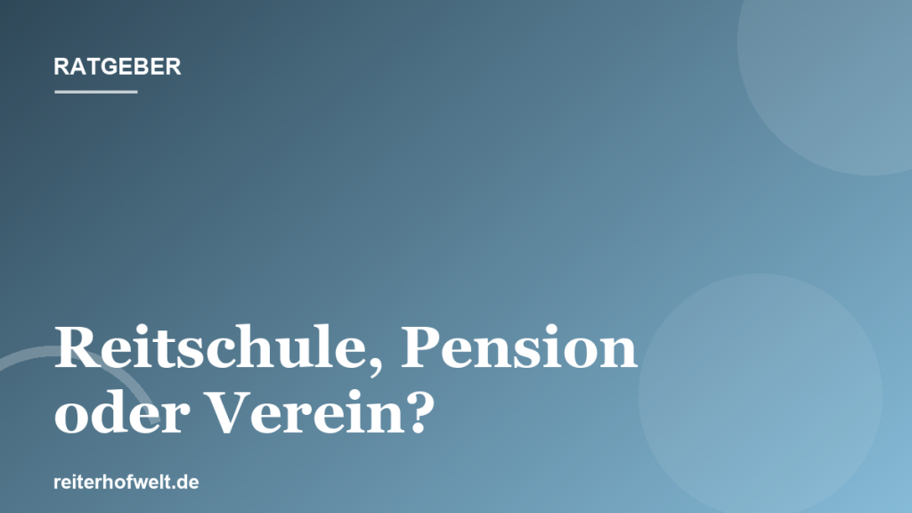 Reitschule, Pferdepension oder Reitverein: Die Unterschiede